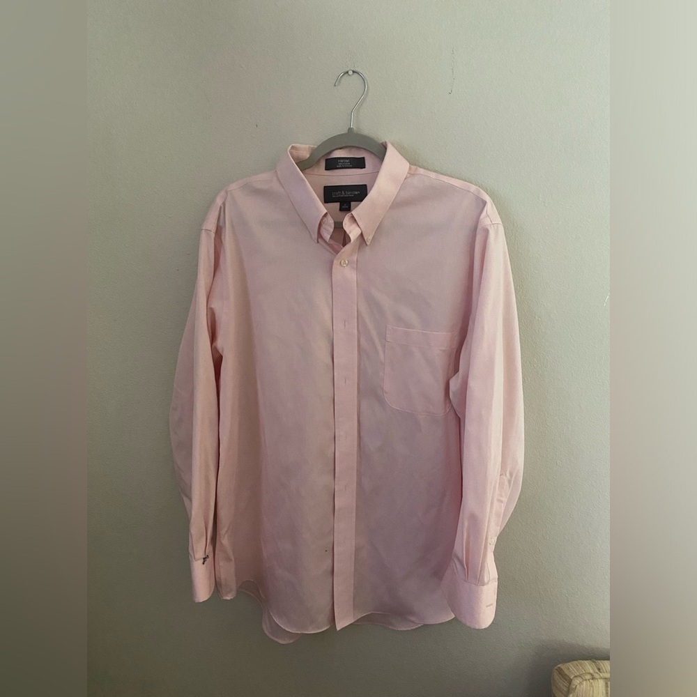 Men's Croft & Barrow 100% Cotton No Iron Long Sleeve Shirt, Pink, Size 17-32/33